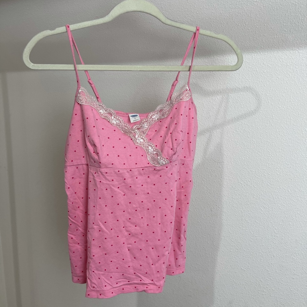 Women’s Pink Lace Cami w/ Heart Print